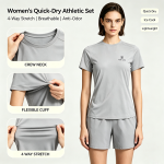 Women's round neck sportswear, antibacterial, quick drying, ice breathable, outdoor sportswear