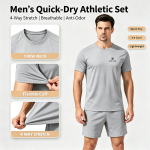 Men's round neck sportswear, antibacterial, quick drying, ice breathable, outdoor sportswear