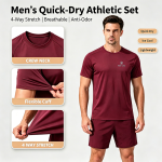 Men's round neck sportswear, antibacterial, quick drying, ice breathable, outdoor sportswear