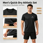 Men's round neck sportswear, antibacterial, quick drying, ice breathable, outdoor sportswear